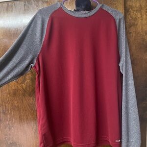 Men's Long Sleeve Red and Gray Shirt